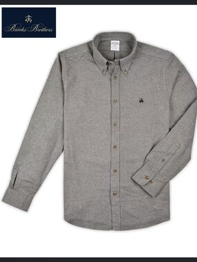 NWT Brooks Brothers Regent Fit Men's XS Gray Button-Down Flannel Oxford Shirt